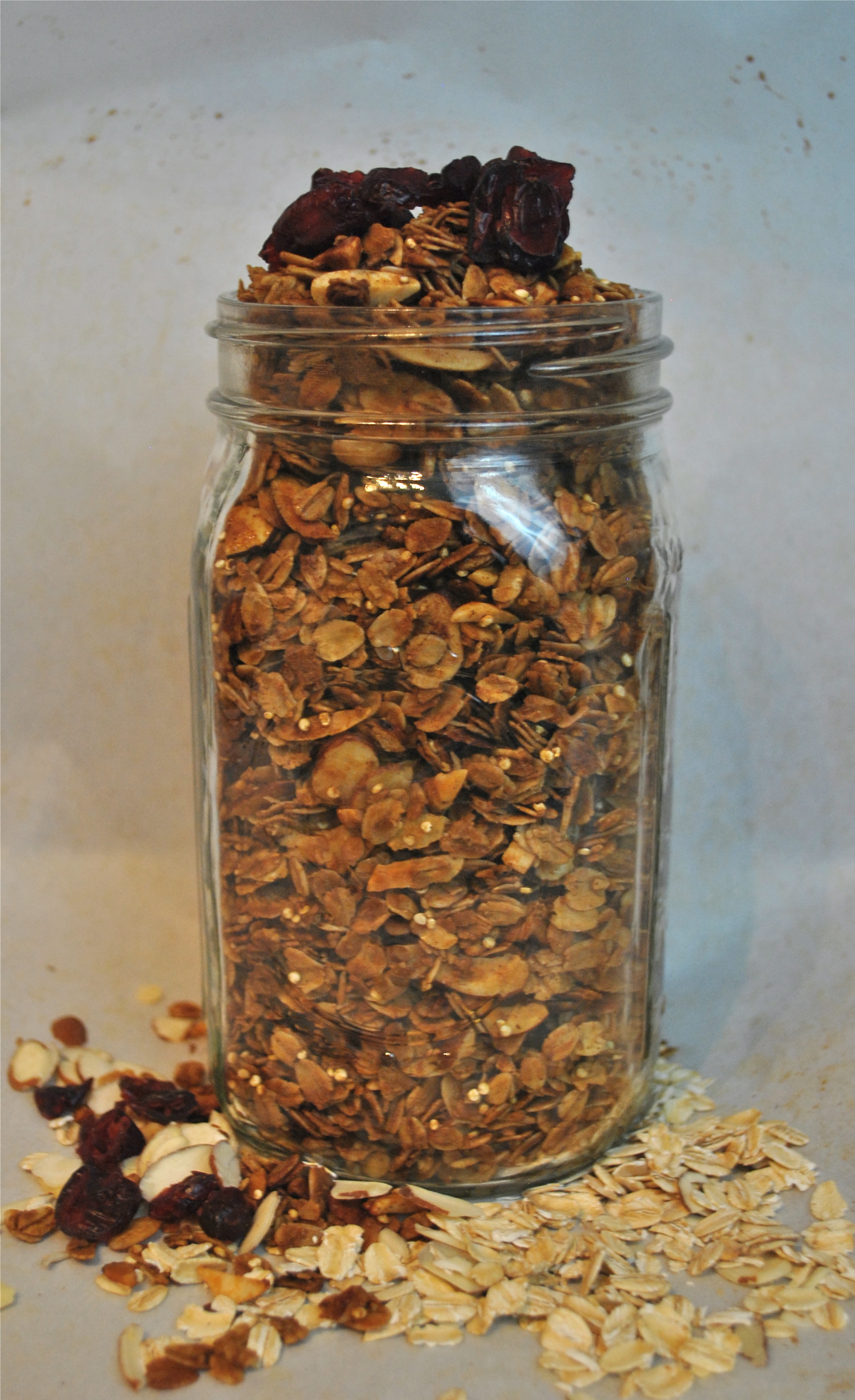 Winter Cranberry Almond Granola in a jar