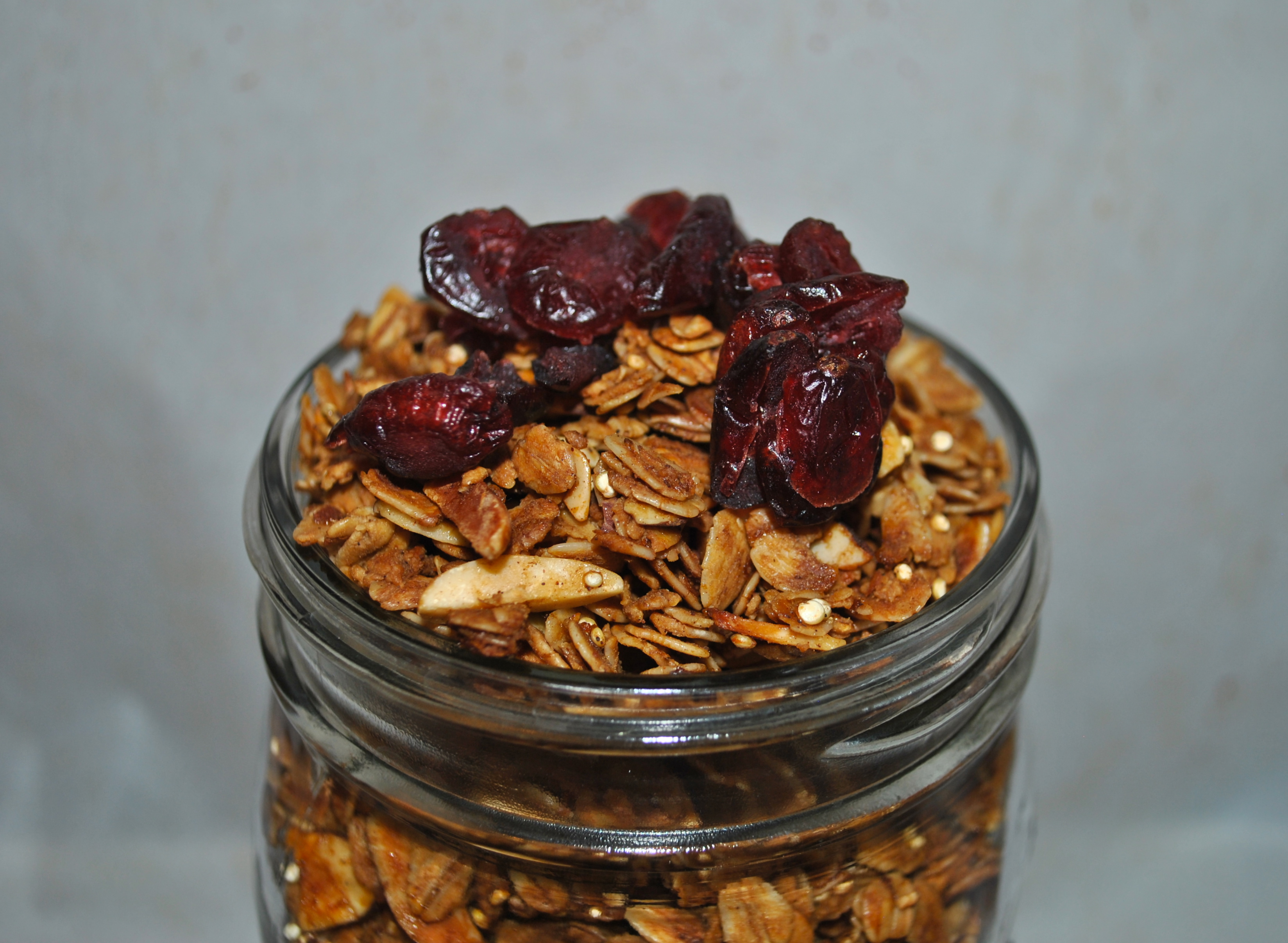 Finished Winter Cranberry Almond Granola with Craisins