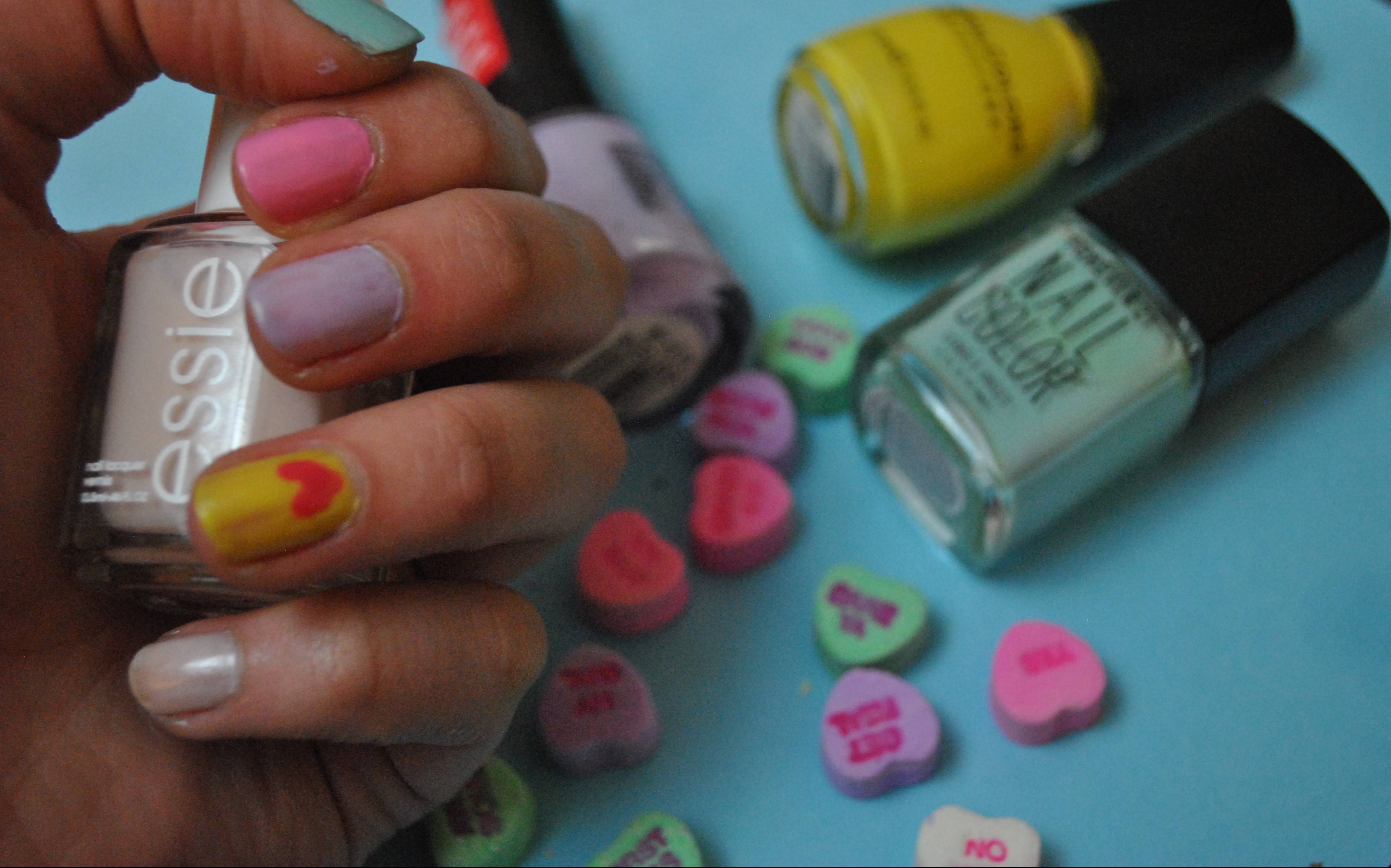 conversation heart manicure