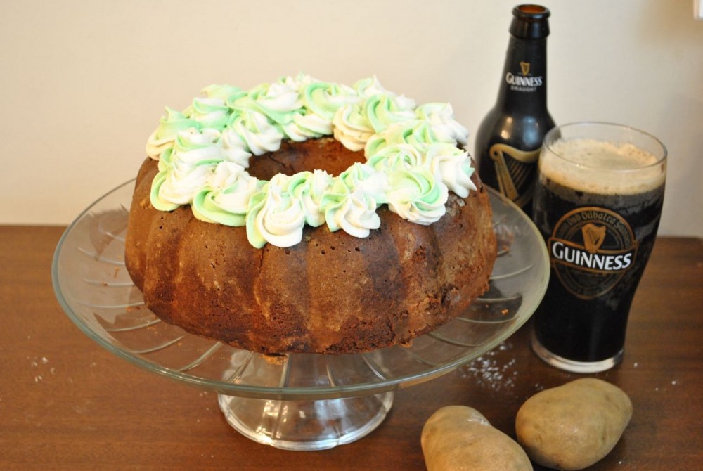 Slainte! Irish Chocolate Guinness Potato Cake with Wiskey Buttercream