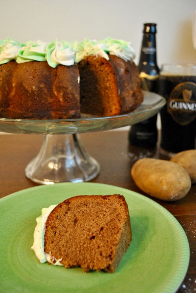 Slice- Slainte! Irish Chocolate Guinness Potato Cake with Wiskey Buttercream