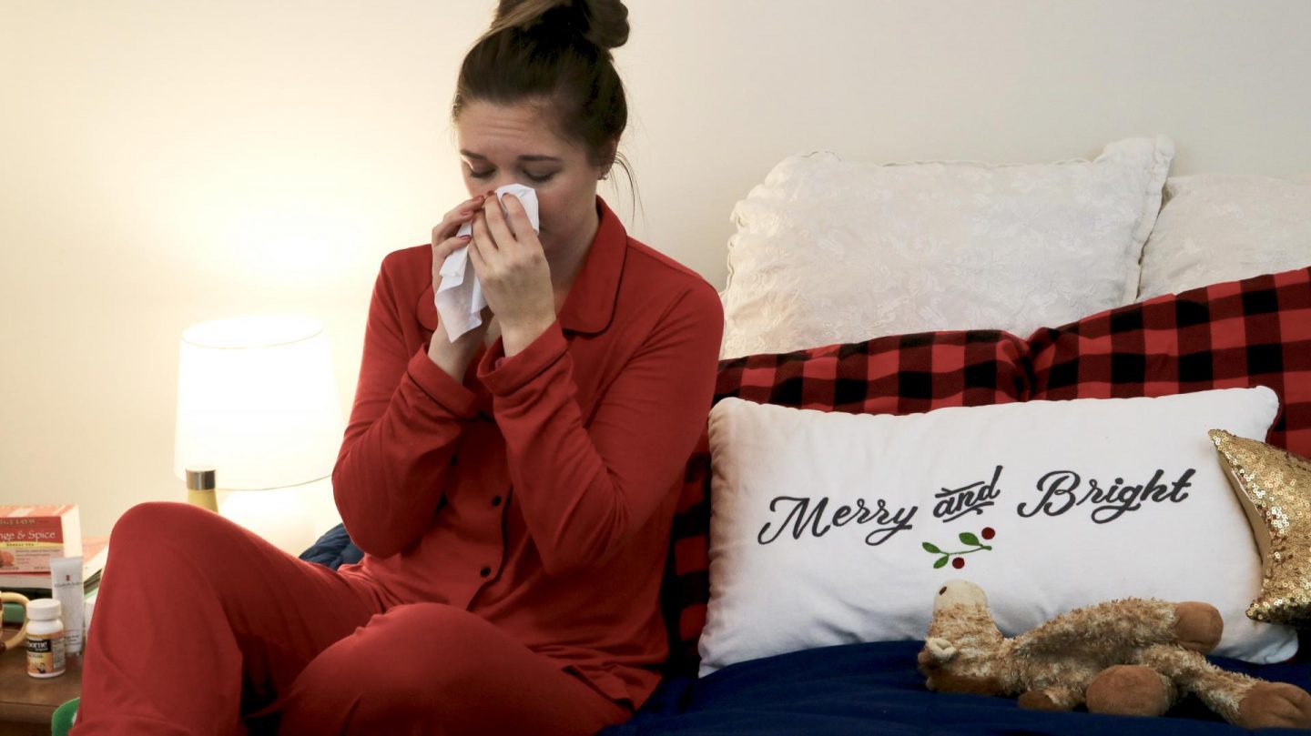 Katie in bed with tissue