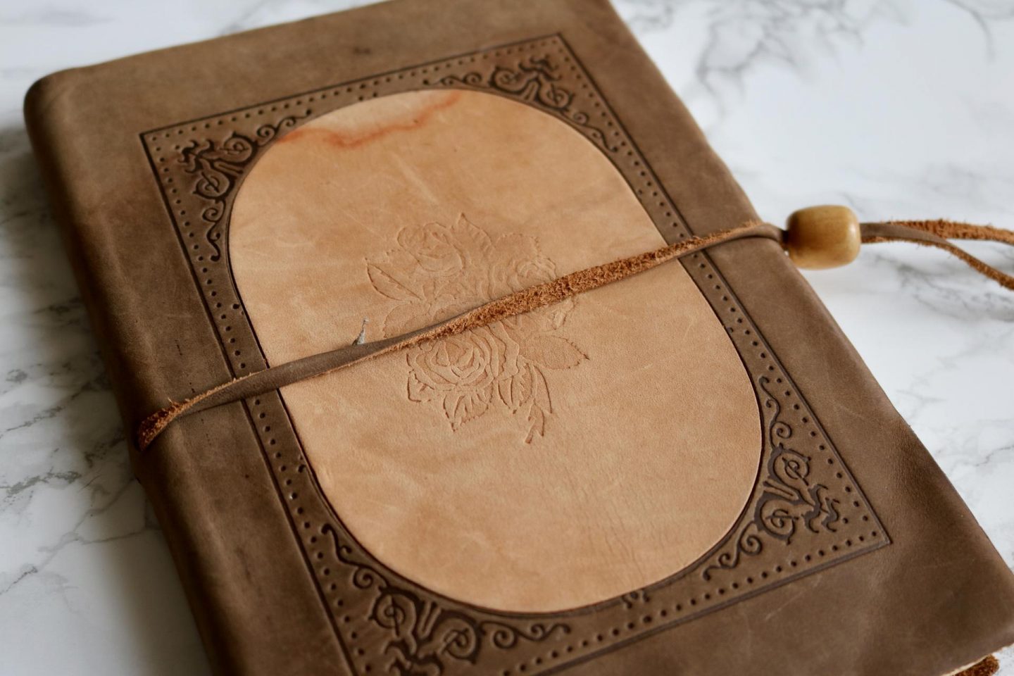 brown leather diary