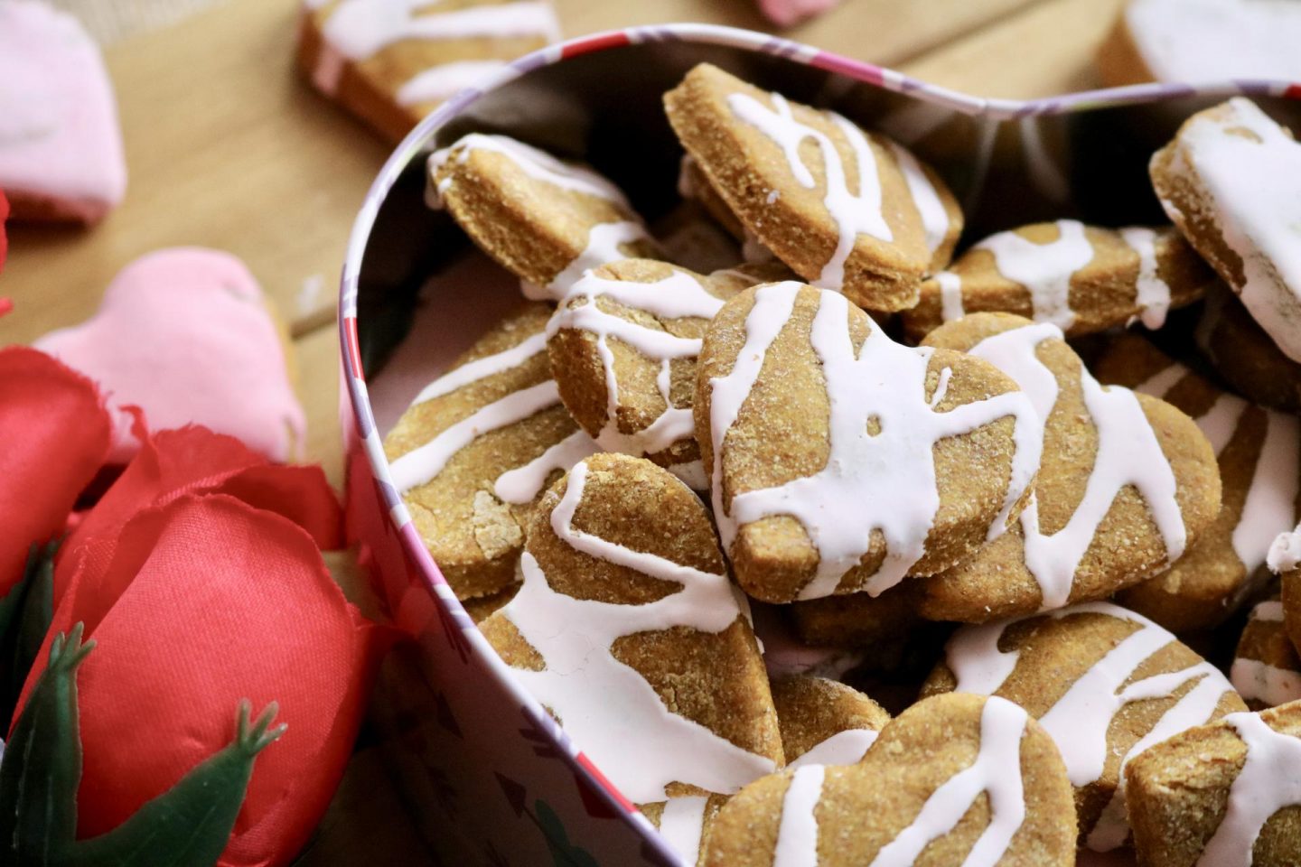 closeup of treats in a tin