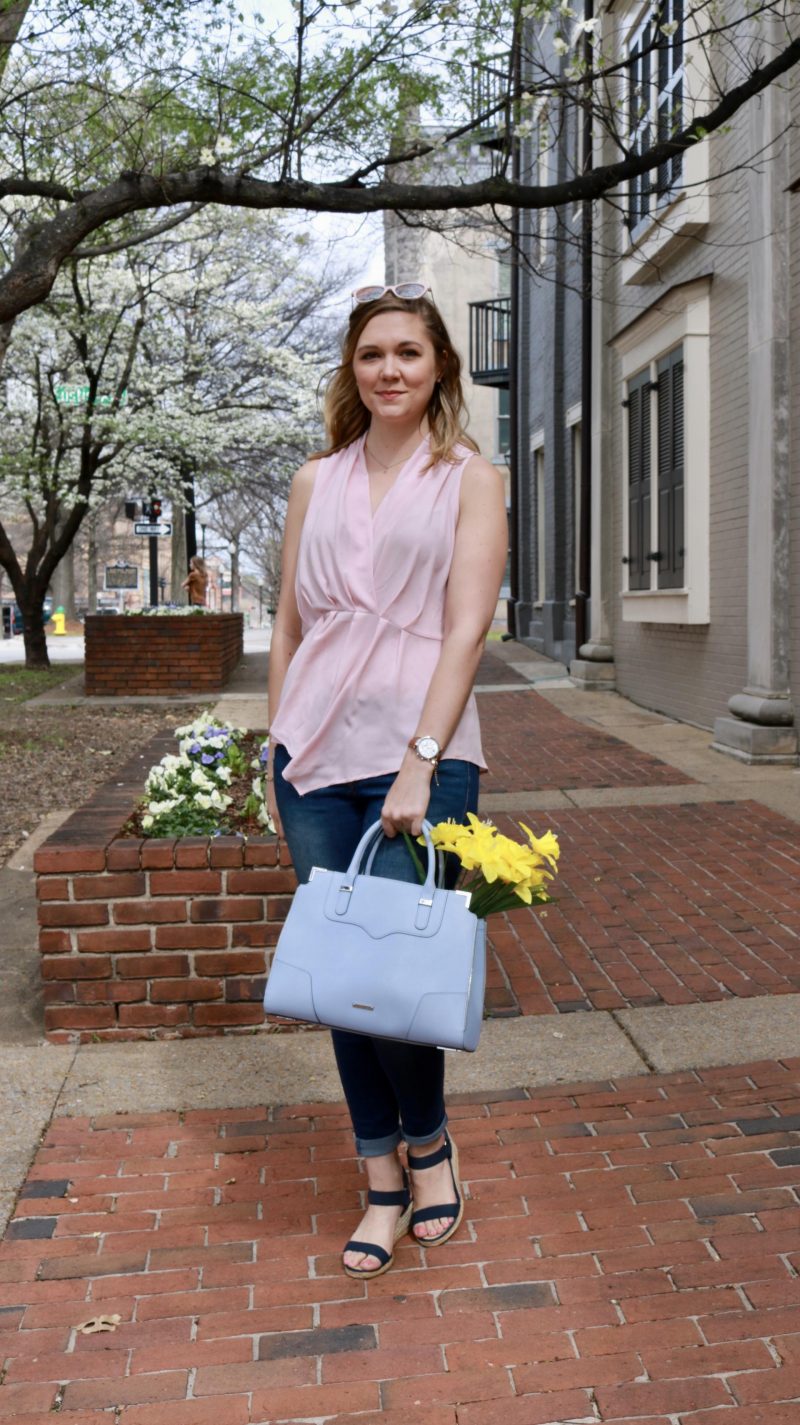 Katie in pink sleeveless shirt